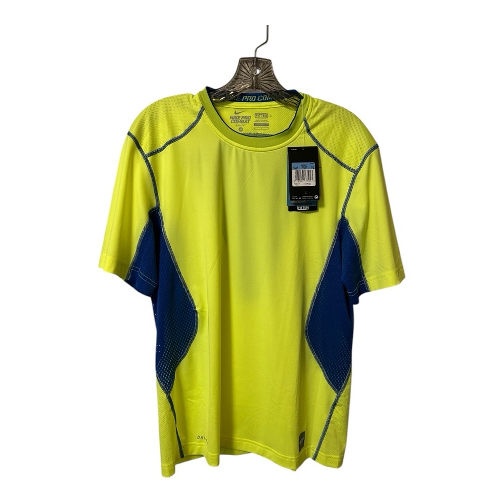 Nike Men’s Pro Combat DriFitted Breathable Neon Yellow Athletic Shirts Tees SzM